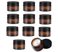 Tarro Vacío de Vidrio Ámbar, 11 Piezas Recipiente para Ungüentos, 30ml Latas Vacías de Vidrio Marrón, Recipiente de Cosméticos Rellenable, Botes de Ungüento, Para Cosméticos, Cremas, Lociones(Negro)