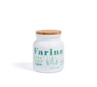 Tarro Victoriana De Harina De Vidrio Opalino Blanco, Decorado Con Tapa De Bambú
