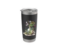 Tarro vintage lindo con flores silvestres Cottagecore Vaso térmico de acero inoxidable de doble pared