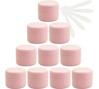 tarros cosméticos 12 tarros vacíos de plástico Rosa de 50 ml con Tapa de Rosca, Bote pequeño de 50 g con Forro Interior for bálsamo Labial de Gel de Viaje cosmético + 5 espátulas(Roze,50ml)