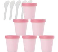 tarros cosméticos 6 tarros de plástico vacíos de Boca Ancha for mascarilla Facial Rosa de 200 ml, Recipiente cosmético a Prueba de Fugas de 200 g con Tapas con espátula de 6 Piezas