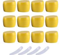 tarros cosméticos Paquete de 12, frascos de plástico vacíos de 50 ml, color verde, recipiente for cosméticos con tapa, recipiente for almacenamiento de loción, crema facial, botella de viaje + 4 espát