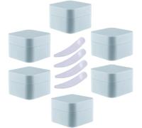 Tarros cosméticos, Paquete de 6 tarros Cuadrados de plástico Azul for Crema, Botes cosméticos con Revestimiento Interior, recipientes for bálsamo Labial y loción, 30ml(Blue,50ml)