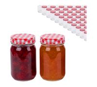 Relaxdays Set tarros de conserva 400 ml Twist-Off blanco,rojo,transparente