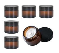 Tarros de Cristal de Ámbar con Tapa 6 Piezas frascos Frascos de Crema 30ml / 50ml Frascos de Vidrio Marrón Ungüento para Mujeres Niñas Cosméticos Cremas Lociones Aceites Esenciales en Polvo (30g)