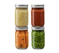 Tarros de cristal de boca regular, tarros de vidrio de 14 onzas con tapas herméticas de metal plateado para preparación de comidas, almacenamiento de alimentos, enlatado, bebida, avena(paquete de 4)