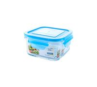 Tarros de cristal templado para microondas con tapa de cierre de clip azul, 490 ml, cuadrados, MCSB-049-COBL (115 x 115 x 57 mm), color azul
