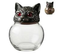 Tarros de especias de boticario de gato brujo, tarros de especias de gato, recipientes de almacenamiento de boticario de vidrio hechos a mano con tapas vintage, recipientes góticos de almacenamiento