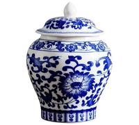 Tarros de jengibre azul y blanco, tarro de jengibre de cerámica de 350 ml con tapa a prueba de fugas, jarrón chinoiserie para decoración del hogar, exhibición de flores y almacenamiento de té.
