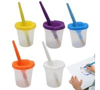 Tarros De Pintura para Niños - A Prueba De Salpicaduras, Vasos De Pintura con De Colores Y Pinceles, Tarros De Pintura Reutilizables | Tazas De Agua Anti-Derrame para Proyectos De