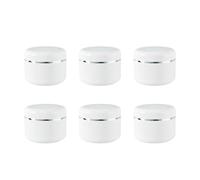 Tarros de plástico vacíos de 20 ml, con borde plateado y borde blanco, rellenables, con tapa de cúpula, para maquillaje, crema facial, bolsa de almacenamiento de loción de viaje, paquete de 6 (20 ml)