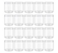 Tarros de plástico vacíos de 20 piezas de 50ml con tapas de tornillo de aluminio, botellas de muestra vacías Mini recipientes de recipientes de plástico sellado de almacenamiento, transparente