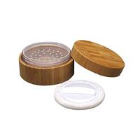 Tarros de polvo de bambú ambientales vacíos de 30 g, caja de maquillaje con tamiz de plástico para bebé, kit de soplo de polvo