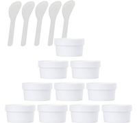 tarros de viaje para artículos de aseo， 12 frascos vacíos de plástico de boca ancha for mascarilla facial rosa de 50ml, recipiente cosmético a prueba de fugas de 50g con tapas con espátula de 6 piezas