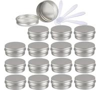 tarros de viaje para artículos de aseo， 48 latas de aluminio redondas vacías de 10 ml, color azul, con tapas de rosca, tarros de almacenamiento, recipientes for cosméticos, macetas con 6 espátulas(Sil