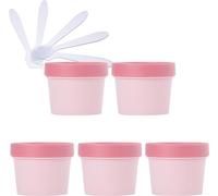 tarros de viaje para artículos de aseo， 5 PC 200 ml Máscara rosa Tazón for mezclar Frascos de almacenamiento de plástico vacíos 200 g con revestimiento interior for almacenamiento Cuerpo Mano Crema fa