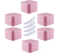 tarros de Viaje para artículos de Aseo， Paquete de 6 tarros Cuadrados de plástico Azul for Crema, Botes cosméticos con Revestimiento Interior, recipientes for bálsamo Labial y loción, 30ml(Roze,50ml)