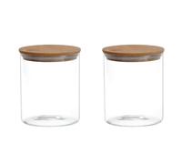 Tarros de vidrio transparente 200ml tapas herméticas contenedor de almacenamiento de alimentos con cubierta de bambú botes de vidrio de cocina macetas para la organización de la despensa