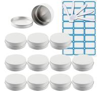 Tarros para cosméticos, 10 tarros de Lata de Aluminio Redondos de Color Rosa vacíos de 30ml con Tapas de Rosca, recipientes for bálsamo Labial for cosméticos, macetas con 5X Cuchara, 1x Etiquetas