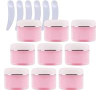 Tarros para cosméticos, Paquete de 12 tarros vacíos de plástico de Doble Pared Rosa de 150 ml con Cinta Plateada, Recipiente for Crema Facial