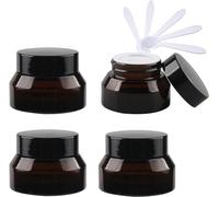 Tarros para cosméticos, Paquete de 4 tarros vacíos de Vidrio Verde for cosméticos, recipientes de Almacenamiento for Crema Facial, Botes con Tapa Negra y Revestimiento Interior, Bricolaje, 50ml