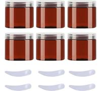 Tarros para cosméticos, Paquete de 6 tarros de Crema de plástico Azul de 100 ml, Botes de cosméticos con Tapas Transparentes, recipientes for artículos de tocador(Bruin,50ml)