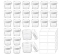 Tarros pequeños de almacenamiento con tapa, 26 unidades de 160 ml Deli Contenedores con 36 etiquetas, latas pequeñas con tapa de plástico, apilables sin BPA para aperitivos, salsas, frutas, congelador