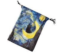 Tarrota de Terciopelo Casa de Tarot - Bolsa de almacenamiento con coulistica suave 13x18 cm | Funda protectora hecha a mano para barajas Oracle, dados, cristales, joyas y cartas de juego, impresas