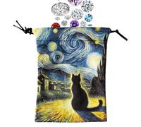 Tarrota de Terciopelo Casa de Tarot - Bolsa de almacenamiento con coulistica suave 13x18 cm | Funda protectora hecha a mano para barajas Oracle, dados, cristales, joyas y cartas de juego, impresas