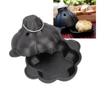 TARSHYRY Asador de Ajo de Hierro Fundido, Resistente Olla de Ajo a Prueba de Daños con Tapa y Elevador para Fogata de Parrilla de Horno, Distribución Uniforme del Calor para Asar Papas