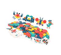 TARSHYRY Bloques de Patrones para el Aula, Rompecabezas de Formas, 180 Hojas, Bloques de Patrones de Madera, Juguete, Múltiples Formas, Colores Brillantes, Geométricas, Rompecabezas Tangram para