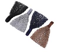 TARSHYRY Diadema Ancha de Encaje Vintage, Conjunto de Banda Elástica para el Cabello para Mujeres, Bodas, Vacaciones, Uso Diario, Suave, Elástico, Cómodo, Colección de 4 Piezas (Negro Café Azul