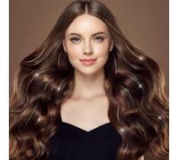 TARSHYRY Extensiones de Cabello con Purpurina Brillante, Peluca de Hada con Calor para Fiestas, Festivales, Fibra de Poliéster, 19,6 Pulgadas, 6 Unidades, Multicolor (GOLD)