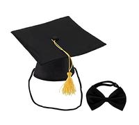 TARSHYRY Gorro de Graduación para Perros con Pajarita y Cuello, Gorro de Graduación para Mascotas para Animales Pequeños y Amigos Peludos (Black)