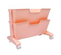 TARSHYRY Librería Enrollable, Estantería Móvil de Doble Capa Bookshelf Extraíble Dormitorio de Estanterías Organice Trolley Stfel Book Class Aroom Carts para la Sala de Estudio de la (Pink)