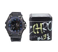 TARSHYRY Reloj Digital para Hombre, Reloj de Pulsera Impermeable con Cubierta Transparente, Reloj Multifuncional con LED Luminoso, Fecha para Caballeros, Negro y Azul