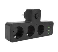 TARSHYRY Tira de Alimentación con Extensor de Salida, 3 Salidas de CA, 3 Puertos USB, 1 Puerto Tipo C, Enchufe de Pared Multifuncional con Interruptor, Protección contra Sobrecarga para