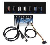 TARSHYRY Unidad de DVD Externa USB 3.0 con Concentrador de 7 Puertos, Soporte de Panel Frontal de 5,25", 4 Puertos de Carga Rápida USB 2.0 y 3 .0, Divisor de 19 Pines para PC, Portátil y Escritorio