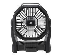 TARSHYRY Ventilador para Acampar Al Aire Libre Ventilador Profesional Eficiente para Tienda de Campaña Recargable por USB con Linterna LED para Acampar, Caminar, Mochilear, Viajar, Material (BLACK)