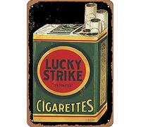 TarSign Letrero de lata vintage de Lucky Strike Cigarettes con logotipo de 12 8 pulgadas publicidad llamativo decoración de pared