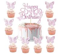 Tarta Cumpleaños Mariposa 3D, 13 Piezas Decoracion Tartas Mariposas Topper Tarta, Cake Topper Niña Mujer para Fiestas de Cumpleaños, Bodas, Fiestas Temáticas (G)