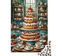Tarta de Capas Vintage Puzzle de 1000 Piezas Puzzle para Adultos Papel Escena Cocina Campestre Relajante Familia Decoración Hogar Regalo 70x50cm/1000pcs