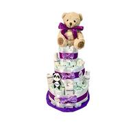 Tarta de pañales DODOT con accesorios morado talla 3