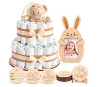 Tarta de Pañales DODOT MARCO DE FOTOS PARA BEBÉ DOUDOU OSITO CUMPLEMESES DE MADERA Regalo Bebé Recién Nacido Olesea