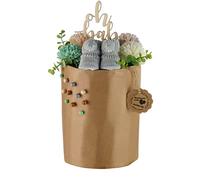 Tarta de pañales ecológica Eco Friendly de pañales orgánicos, regalo premium para nacimiento, casi sin plástico, color piedra (M)