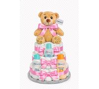 Tarta de pañales especial Nenuco+chupete+babero ROSA