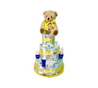 Tarta de pañales MUSTELA Amarillo (Talla 2 (3-6 kg)) by MomentosGourmet Añade tu dedicatoria personalizada. Regalo para bebé muy práctico. Cesta Canastilla recién nacido. Diaper Cake