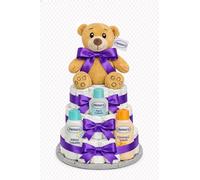 Tarta de pañales Nenuco morado (Talla 2 (3-6 kg)) by MomentosGourmet Añade tu dedicatoria personalizada. Regalo para bebé muy práctico. Cesta Canastilla recién nacido. Diaper Cake