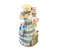 Tarta de pañales NUK gris (Talla 3 (4-9 kg)) by MomentosGourmet Añade tu dedicatoria personalizada. Regalo para bebé muy práctico. Cesta Canastilla recién nacido. Diaper Cake