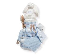 Tarta de pañales personalizada para bebé SPECIAL CAKE, Regalo Original para Baby Shower, Recién Nacido, Bautizo, Pañales D Sensitive, Pastel de pañales (Azul)